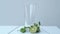 Empty glass stands on table with lime and mint leaves