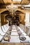 Empty glasses set in restaurant. Banquet table set. Interior of a luxury restaurant