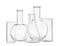 Empty glassware for laboratory analysis on white