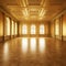 Empty golden room, room with golden walls, floor and ceiling without furniture,