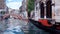 Empty gondolas on a water canal in Venice, Italy