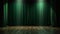 Empty green curtain stage wooden floor with spotlight. Generative AI