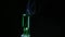 Empty green glass bottle smoke dark background nobody hd footage