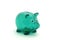 Empty green piggy bank