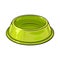 Empty green shiny plastic bowl for pet, cat, dog food