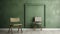Empty Green Wall With Chairs And Open Frame: Vray Tracing Interior Design