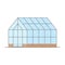 Empty greenhouse with glass walls, gable roof