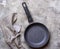 Empty grey stone frying pan