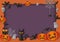 Empty Halloween frame with spooky pumpkins and animals