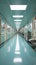 Empty hallway in medical facility, a quiet pathway amidst dormant patient rooms