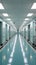 Empty hallway in medical facility, a quiet pathway amidst dormant patient rooms