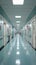 Empty hallway in medical facility, a quiet pathway amidst dormant patient rooms
