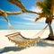 An empty hammock on a beautiful tropical beach, generative AI