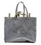 empty handcrafted gray corduroy tote bag isolated