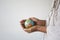 Empty hands holding the ball symbol world,concept:responsibility Save the earth for human,Abstract: Ecology The development of