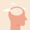 Empty head icon. illustration of stupid, foolish and empty-headed person. Head profile with clear sky