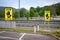 Empty highway in the austrian countryside with the STOP/ FALSCH stop / false sign to warn the drivers