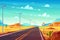 Empty highway in hot dessert cartoon vector