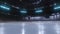 Empty hockey arena in motion 3d video render.