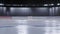 Empty hockey arena in motion 3d video render.
