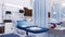 Empty hospital bed in modern emergency room 3D
