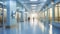 Empty hospital corridor blurred background