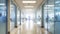 Empty hospital corridor blurred background