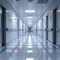 Empty hospital hallway photographed in serene, quiet atmosphere