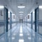 Empty hospital hallway photographed in serene, quiet atmosphere