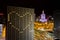 Empty hotel rooms with lights forming heart shape. Message of love and support for all the people fighting the crisis