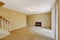 Empty house interior. Living room with fireplace