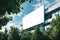 An empty huge poster mockup on the roof of a mall, blank mockup of an outdoor info banner