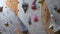 Empty indoor climbing wall in a bouldering climbing center