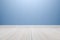 Empty interior light blue room with wooden floor, For display.