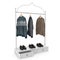Empty Iron Clothing Display Rack with Clothes on white. 3D illustration