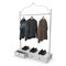 Empty Iron Clothing Display Rack with Clothes on white. 3D illustration