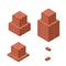 Empty isometric pedestal for monument of brick cubes