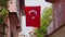 Empty Istanbul Turkish Flag. No People. Quarantine days. 4K Footage in Turkey.