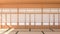 Empty Japanese traditional style room interior with Shoji sliding door and Tatami mat floor, 3d rendering