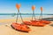 Empty kayak boat or ship on the tropical beach and sea