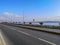 Empty Kennedy Avenue highway along the Marmara seafront in Istanbul. Cityscape with blank asphalt road against the background of