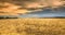 Empty land during sunset with clouds