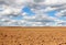 Empty land under cloudy sky