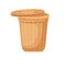 Empty laundry basket with lid. Tall wicker container with cover made from rattan. Realistic flat vector illustration of