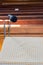 Empty lectern with a microphone in an empty church