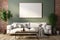 Empty living room background Frame mockup, copy space, 3D render