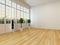 Empty living room interior with parquet floor