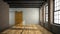 Empty loft room with wooden door 3D rendering