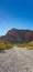 Empty long nevada mountain road to the horizon on a sunny summer day at bright sunset. vertical image for your reel and story