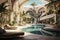 Empty luxurious resort pool. Generate Ai